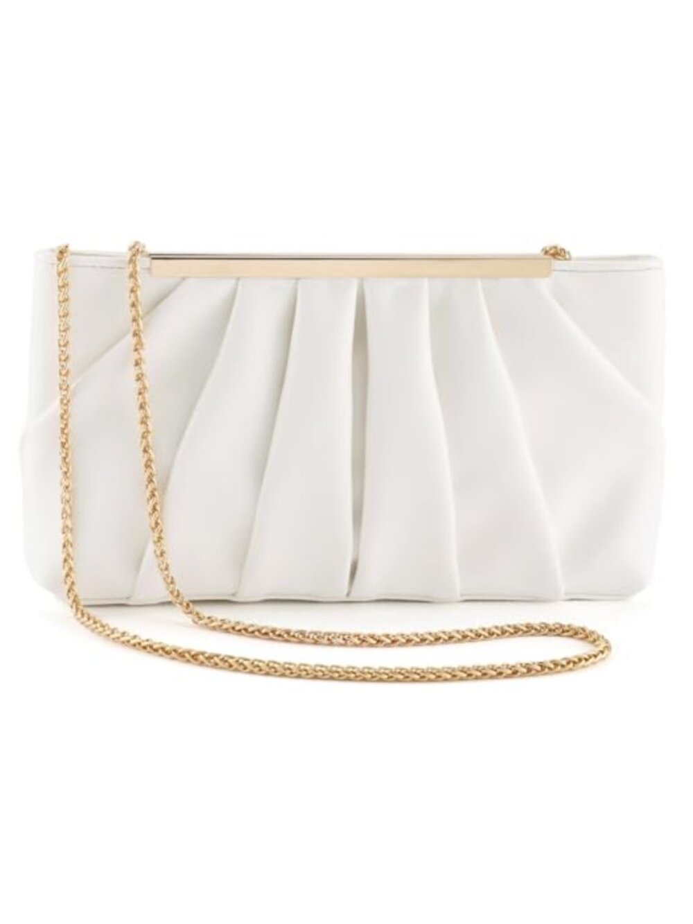 Pleated PU Leather Clutch with Detachable Chain Strap Evening Bag
